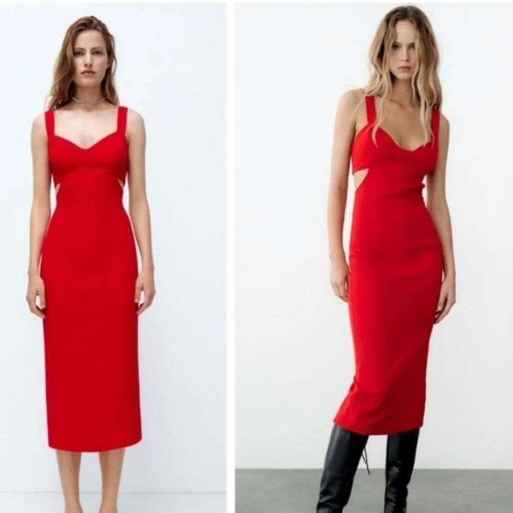 Zara Red Midi Dress - Picture 5 of 13